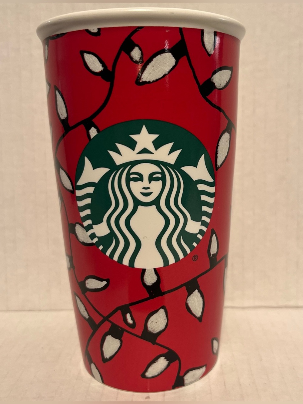 Starbucks Red Holiday Collection Ceramic Double Wall Traveler Mug (12 oz) 2016